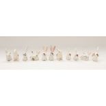 A small collection of mid 20th Century Plichta Rabbits, mostly salt & pepper. Brightly decorated