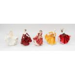 Royal Doulton - A collection of 5 figurines to include "Kirsty" "Top of the Hill" "Sweet Seventeen"