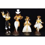 Murano type "Venetian Glass Company" glass. A collection of four 'Venetian Old Style' flamenco