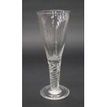 Large 19th Century wine glass with twisted stem and conical bowl