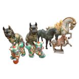 A collection of reproduction Chinese figures of horses and dogs (Q)