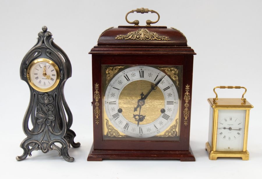 A 20th century bracket clock, with a Tander movement, the clock having gilt brass detail and dark