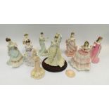 Collection of Coalport and Royal Worcester Lady figurines.