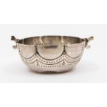 ***WITHDRAWN FROM SALE*** A George II silver twin handled tasting cup / bowl, of fluted form with