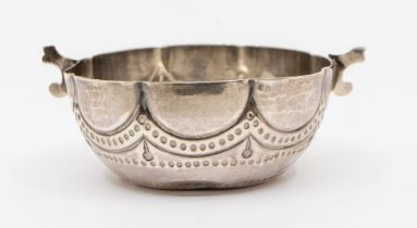 ***WITHDRAWN FROM SALE*** A George II silver twin handled tasting cup / bowl, of fluted form with