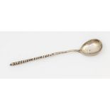 A late 19th Century Russian 84 Standard silver spoon with twist handle, the reverse bowl engraved