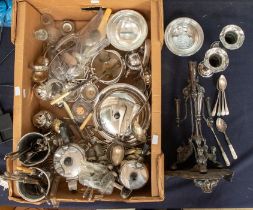 A collection of silver plated wares to include; muffin dish, trumpet vases, inkwell, goblets, coffee