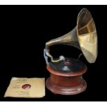 Reproduction HMV Gramophone with trumpet, in mahogany
