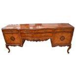 A late 20th century Continental style sideboard in mahogany with inlaid detail and decorative