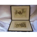 Three large Tom Carry hand tinted Ltd edition early 20th century hunting prints signed by artist.