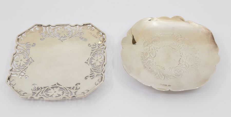 An Edwardian style silver shaped square bon bon dish, with reticulated border decoration, hallmarked - Image 2 of 3