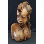 An East African hardwood bust of an African woman