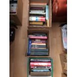 A collection of books including reference, fashion, history etc. 3 boxes