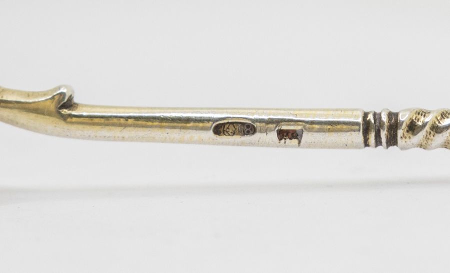 A Russian silver and cloisonne enamel spoon, coronet terminal, twist stem, marked on the side, gross - Image 3 of 4