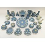A collection of blue and white, Wedgwood Jasperwares