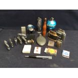 Collection of vintage and deco table and pocket lighters.