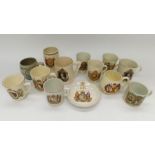 Collection of Royal commemorative mugs early 20th century to late 20th century