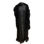 A 1930s large black marabou feather boa. Also a black chiffon cocktail dress, midi length with