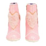 A pair of Irregular Choice ankle boots, in original box, in candy pink iridescent material with