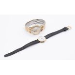 A ladies Mappin & Webb gold plated quartz wristwatch, round white dial, numeral markers, approx