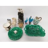 A collection of early to late 20th century ceramics to include green Wedgwood plates and fruit bowl,