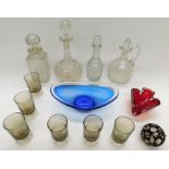 Collection of 20th century glass wares i.e. decanters, studio pieces, glasses etc.
