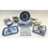 Collection of 19th century and early 20th century blue and white china items.