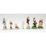 A mixed collection of 19th Century Staffordshire figures to include; Jobson & Nell, man with dog and