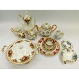 A large collection of china, including Royal Albert Old Country Roses, Moonlight Rose and Lady