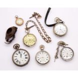 A collection of early 20th century open faced pocket watches to include a ladies 9ct gold open faced