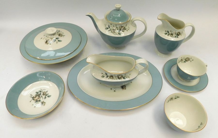 A large 12 place part service in Royal Doulton 'Rose Elegans', to include 12 x bowls, 12 x side