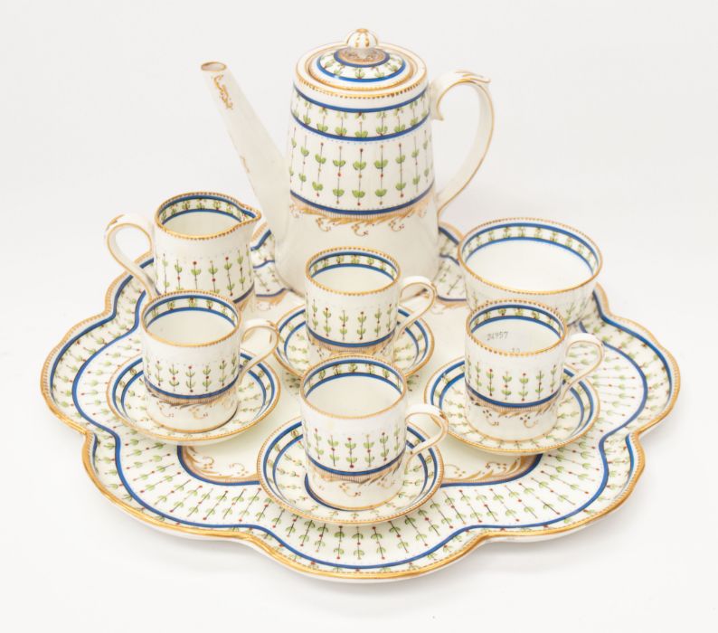 Paragon - An early 20th century porcelain 12 piece coffee set, consisting of coffee pot, four cans