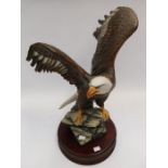 A modern Limited Edition 'The Majestic Bald Eagle' by Ronald Van Ruyckevelt, on a circular wooden