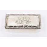 An Edwardian silver rectangular ring box, the cover chased with Reynold's Angels, hallmarked by