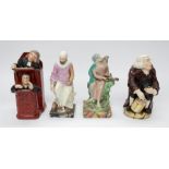 ***WITHDRAWN*** Four Staffordshire figures of either Judges or Men, one with birds the other on