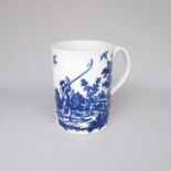 A Worcester mug of cylindrical form, printed in blue and white with rural shooting scenes. Date: