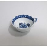 A Rare Derby Blue and White Wine Taster painted with a flower to the centre  Date: 1770    Size: 7.