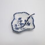 A Lowestoft Blue and White Leaf Shaped Pickle Dish Painted with the Grape and Vine Pattern Date: