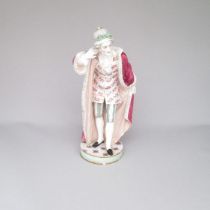 A French Vion Et Baury  figure of a gentleman dressed in an ermine trimmed coat, standing on a round
