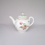 A First Period Worcester globular teapot and cover painted with Deutsche Blumen flowers Date: