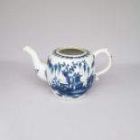 A Lowestoft Blue and White Teapot painted with House and willow pattern  Date: Circa 1765