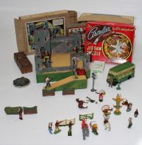 A selection of mainly post war toys, including jigsaws, solitaire, table games, dominoes, Chad