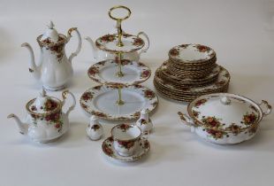 A Royal Albert Old Country Roses dinner and tea service. Comprising six dinner, five salad and