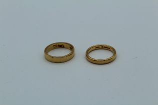 Two 22ct wedding bands, 7.2gm
