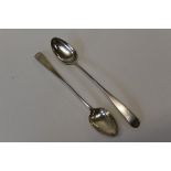 A pair of Georgian serving spoons in sterling silver, approximate weight 219gm