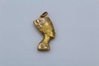 A yellow gold Egyptian Pharaoh Head pendant