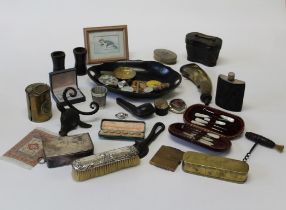 A good mixed lot of collector's items, including French Opera glasses, bone apple corer, corkscrews,