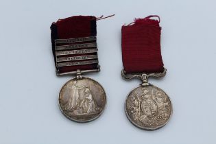 A Peninsular Napoleonic War pair of medals to Sergeant Major William Livsey, Royal Artillery. The