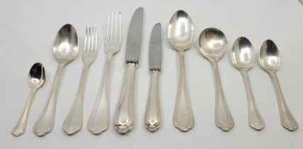 An Ercuis silver plated plated "Sully" pattern part flatware service for fourteen, to include: 13