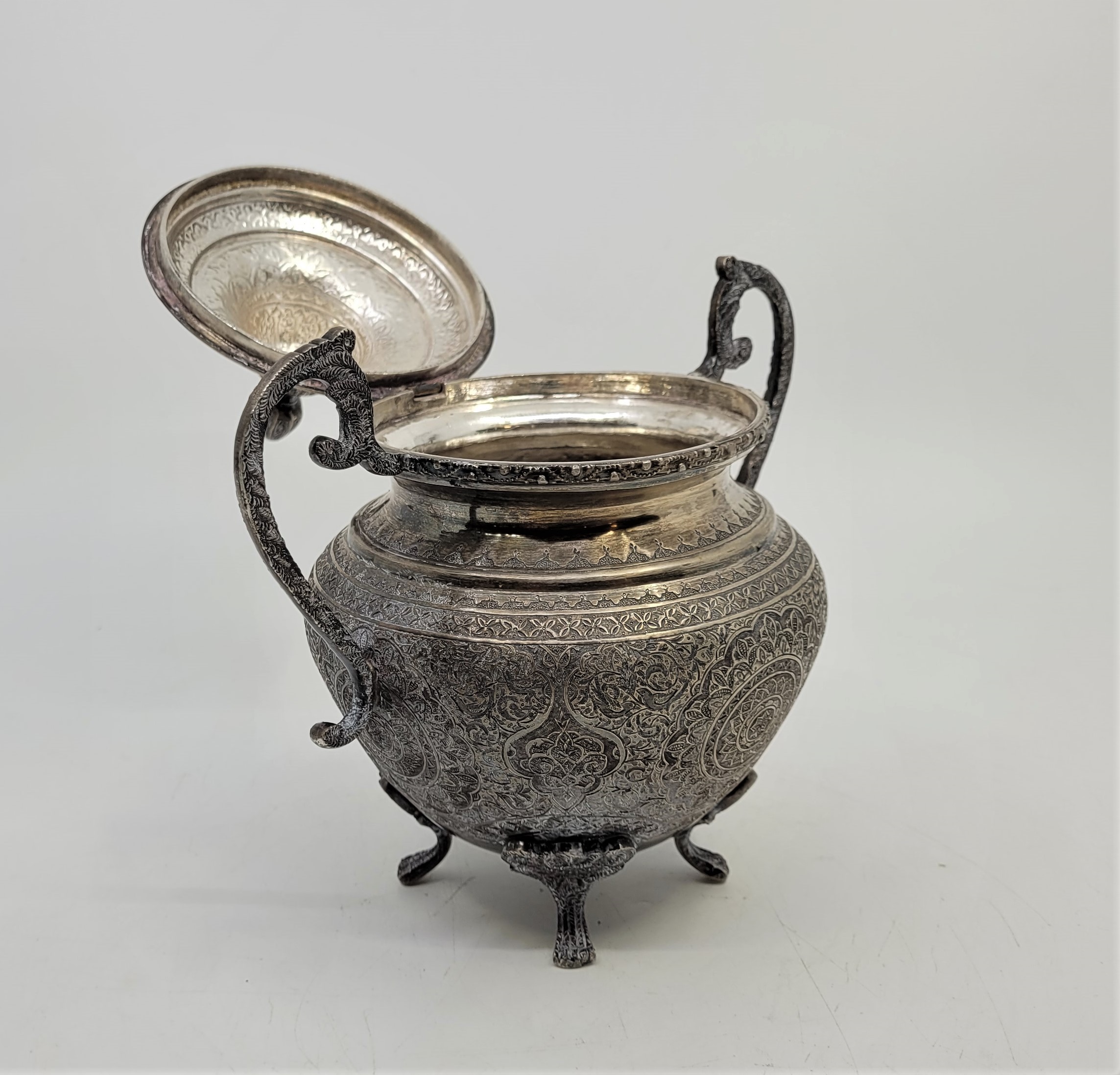 A Persian four piece silver tea service, late 19th/early 20th century, comprising tea pot, coffee - Image 6 of 9